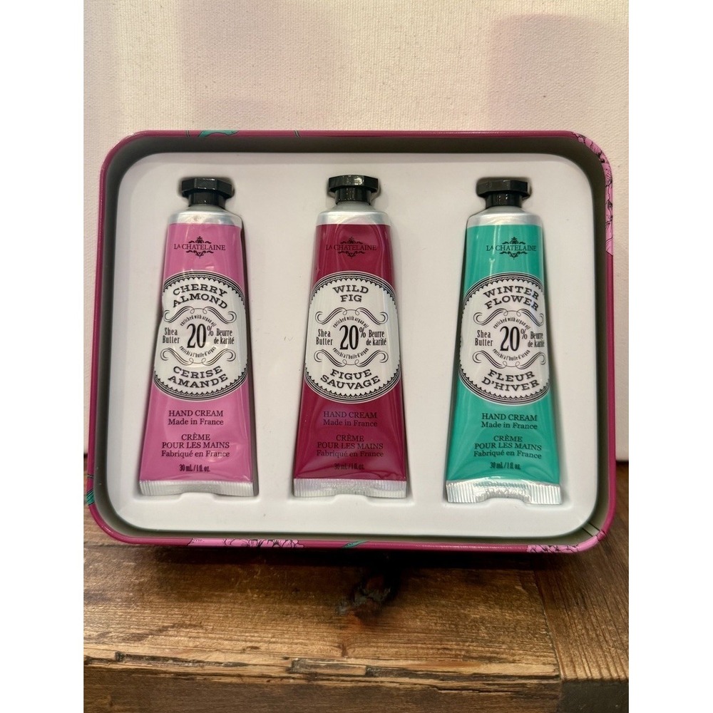 La Chatelaine Hand Cream Gift Set Tin 3 Pack 20 Percent Shea Butter New